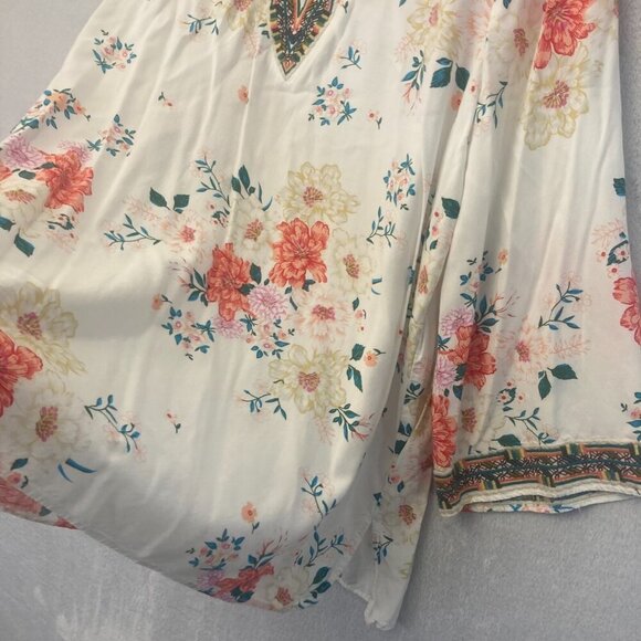 Linda Anderson Floral Embroidered Tunic Top Womens XL Boho Colorful 3/4 Sleeve - Picture 10 of 13